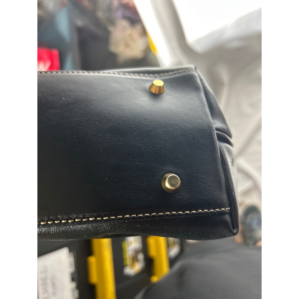 Arcadia Black‎ Embossed Genuine Leather Tote Bag Made in Italy Gold Hardware - Picture 9 of 9